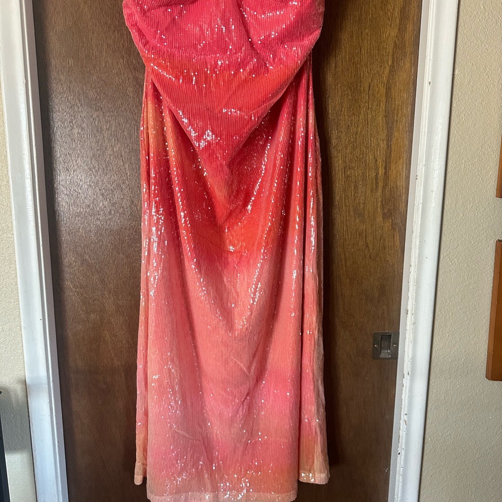 Eloquii Coral and Pink Sequin Dress